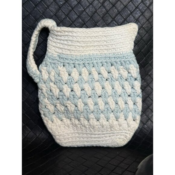 VINTAGE HAND CROCHETED SUGAR CREAMER POT HOLDERS HOT PADS White Blue Grandmacore - Picture 8 of 10